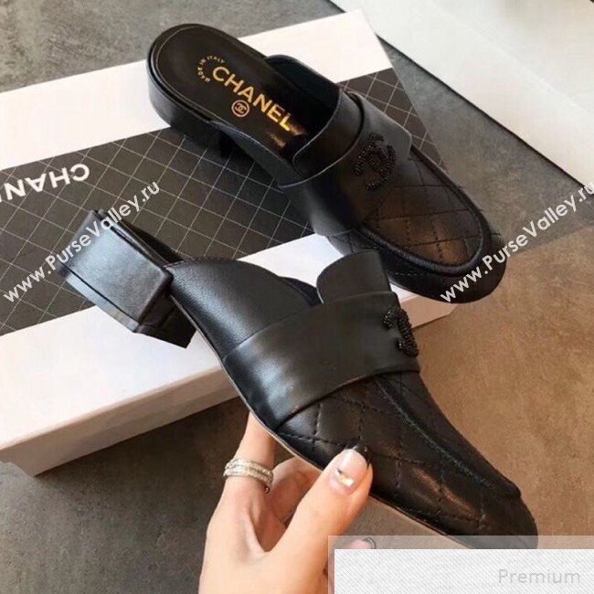 Chanel Quilted Leather Loafers Mules G34427 Black 2019 (EM-9051515)