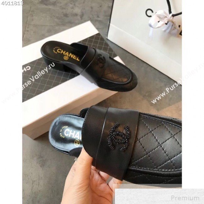 Chanel Quilted Leather Loafers Mules G34427 Black 2019 (EM-9051515)