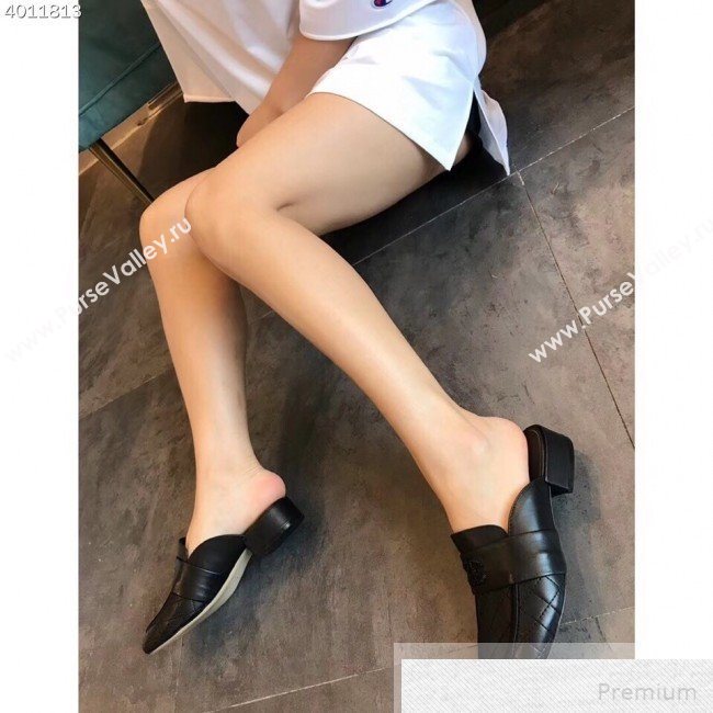 Chanel Quilted Leather Loafers Mules G34427 Black 2019 (EM-9051515)