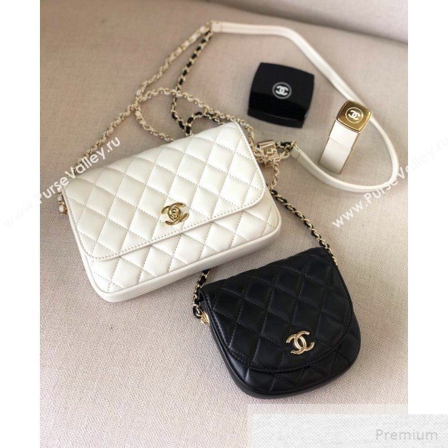 Chanel Quilted Side-Packs Flap Bag AS0649 Black/White 2019 (YD-9051331)