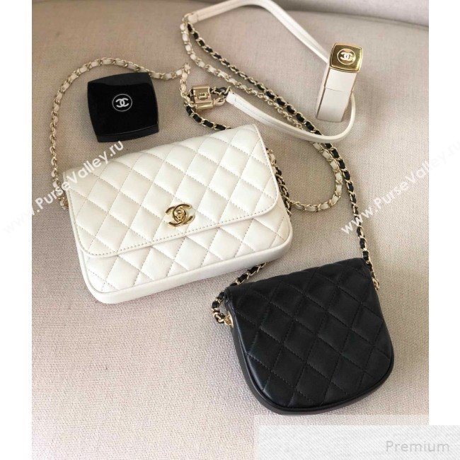 Chanel Quilted Side-Packs Flap Bag AS0649 Black/White 2019 (YD-9051331)