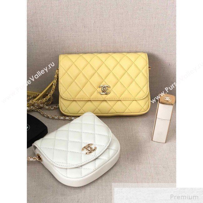 Chanel Quilted Side-Packs Flap Bag AS0649 White/Yellow 2019 (YD-9051332)