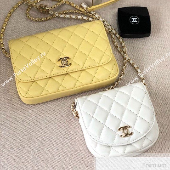 Chanel Quilted Side-Packs Flap Bag AS0649 White/Yellow 2019 (YD-9051332)