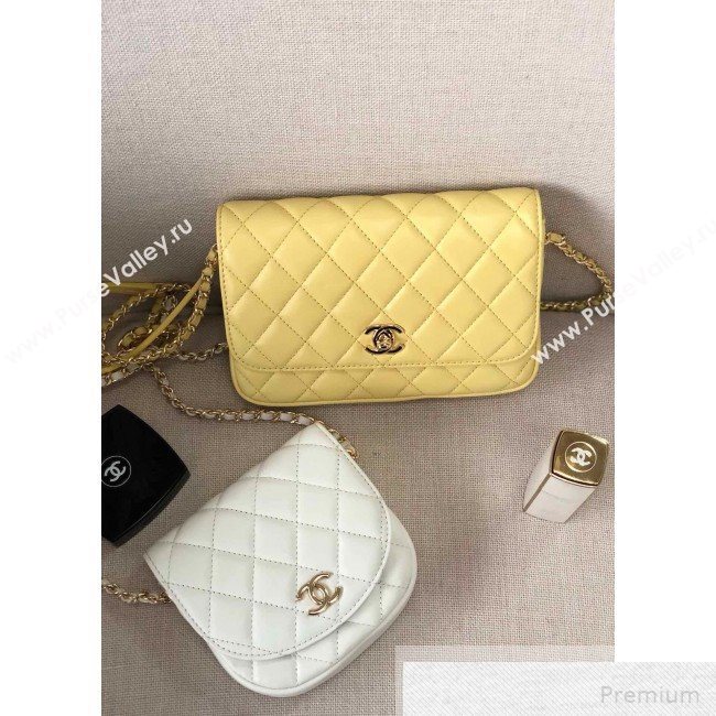Chanel Quilted Side-Packs Flap Bag AS0649 White/Yellow 2019 (YD-9051332)