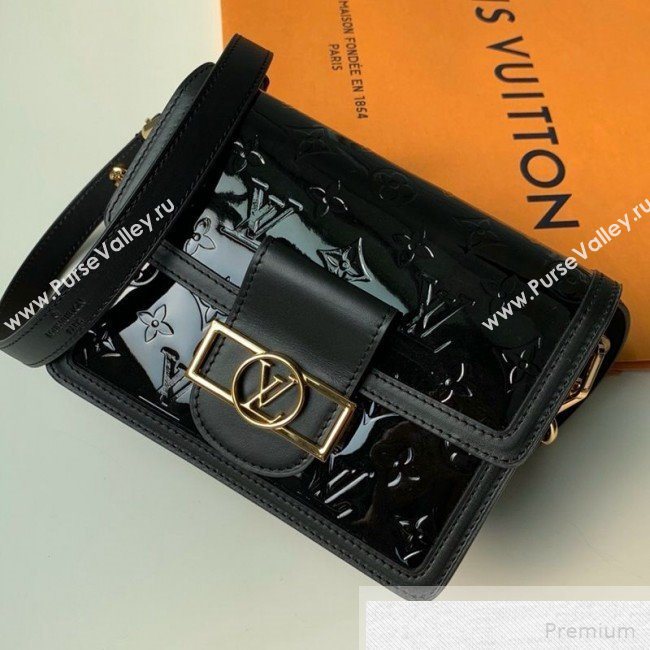 Louis Vuitton Mini Dauphine Shoulder Bag in Patent Leather M44580 Black 2019 (KD-9051334)