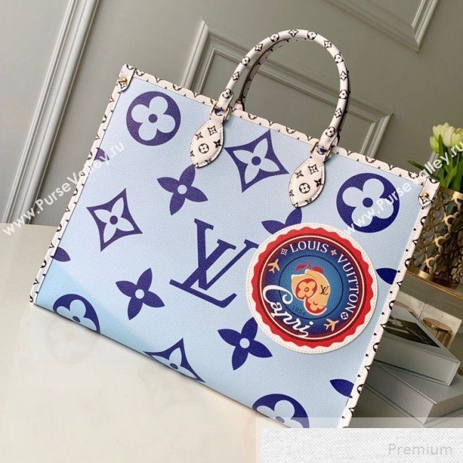 Louis Vuitton Onthego Shopping Tote Bag M44571 Blue 2019 (KD-9051336)