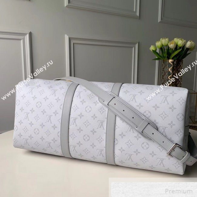 Louis Vuitton Mens Keepall Bandouliere 50 Travel Bag M44643 Blanc White 2019 (KD-9051339)