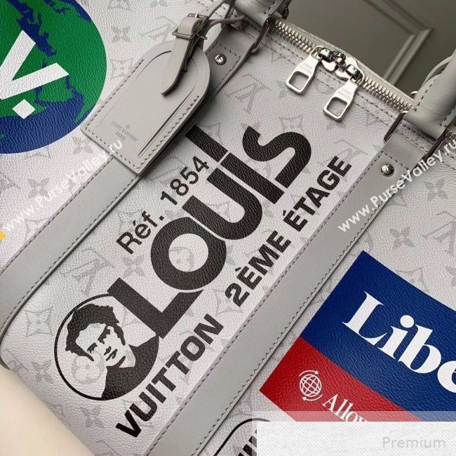 Louis Vuitton Mens Keepall Bandouliere 50 Travel Bag M44643 Blanc White 2019 (KD-9051339)