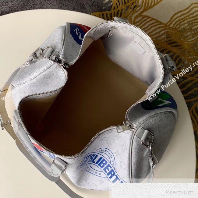 Louis Vuitton Mens Keepall Bandouliere 50 Travel Bag M44643 Blanc White 2019 (KD-9051339)