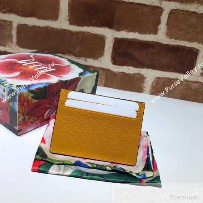Gucci Zumi Grainy Leather Card Case 570679 Yellow  (DLH-9051340)