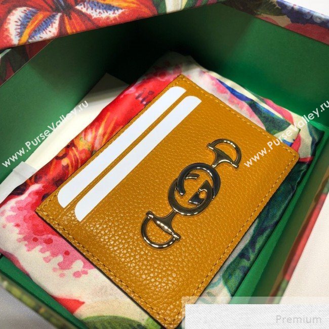 Gucci Zumi Grainy Leather Card Case 570679 Yellow  (DLH-9051340)