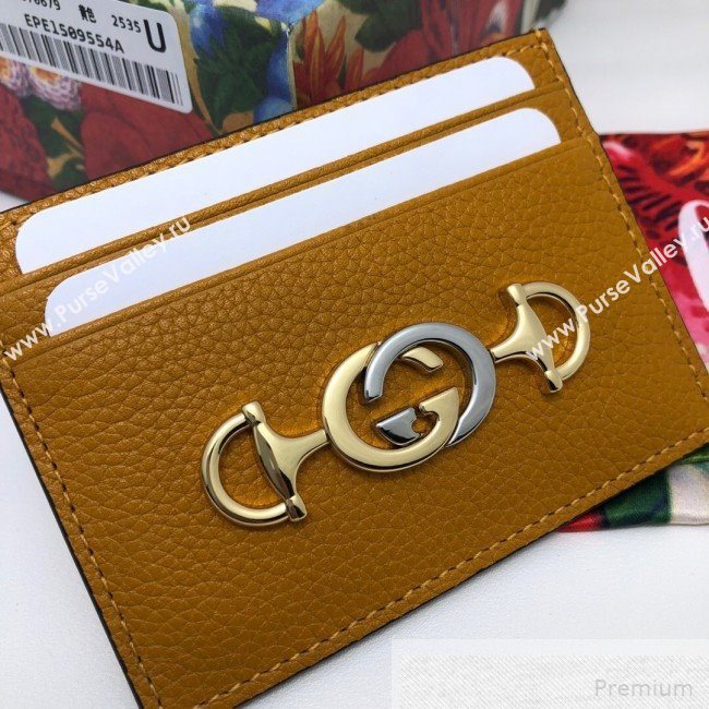 Gucci Zumi Grainy Leather Card Case 570679 Yellow  (DLH-9051340)
