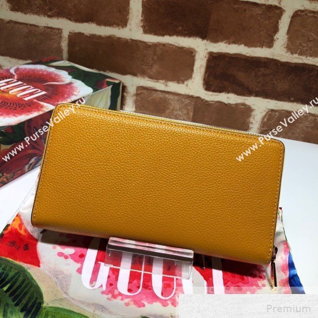 Gucci Zumi Grainy Leather Zip Around Wallet 570661 Yellow (DLH-9051341)