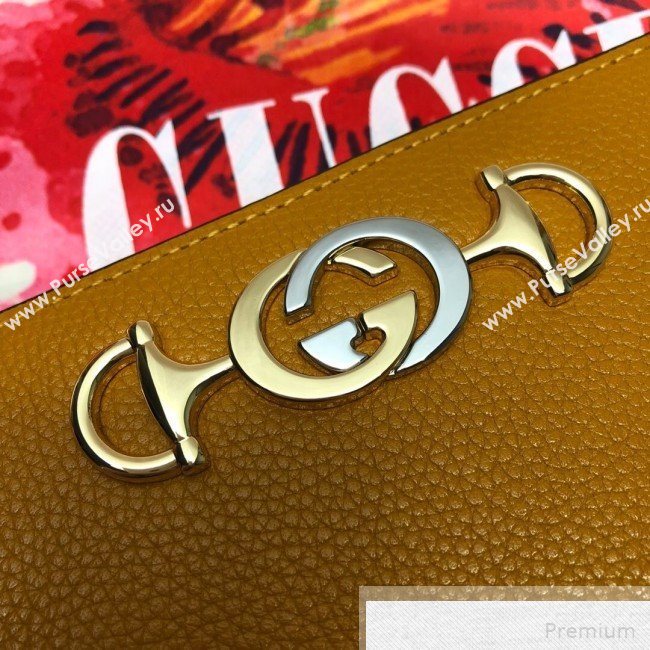 Gucci Zumi Grainy Leather Zip Around Wallet 570661 Yellow (DLH-9051341)