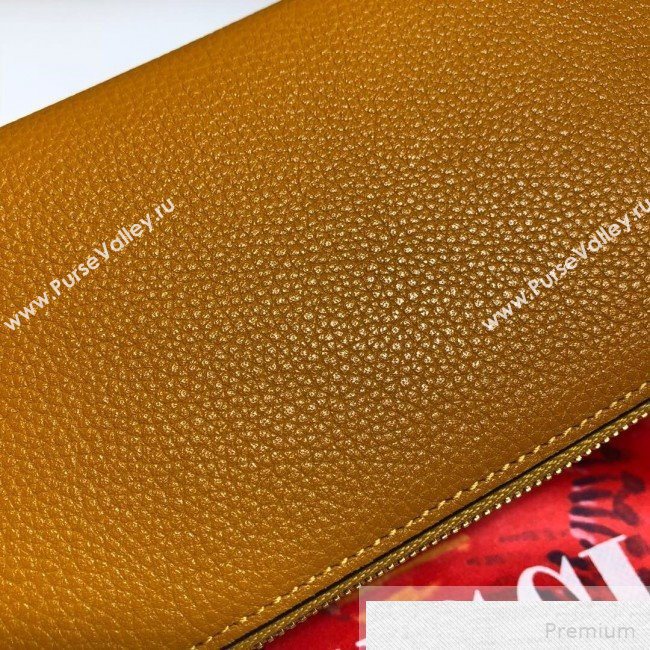 Gucci Zumi Grainy Leather Zip Around Wallet 570661 Yellow (DLH-9051341)