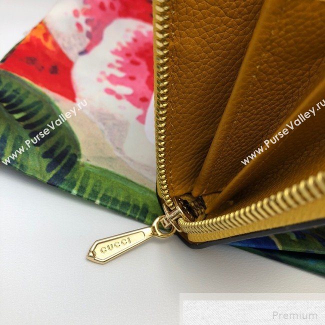 Gucci Zumi Grainy Leather Zip Around Wallet 570661 Yellow (DLH-9051341)