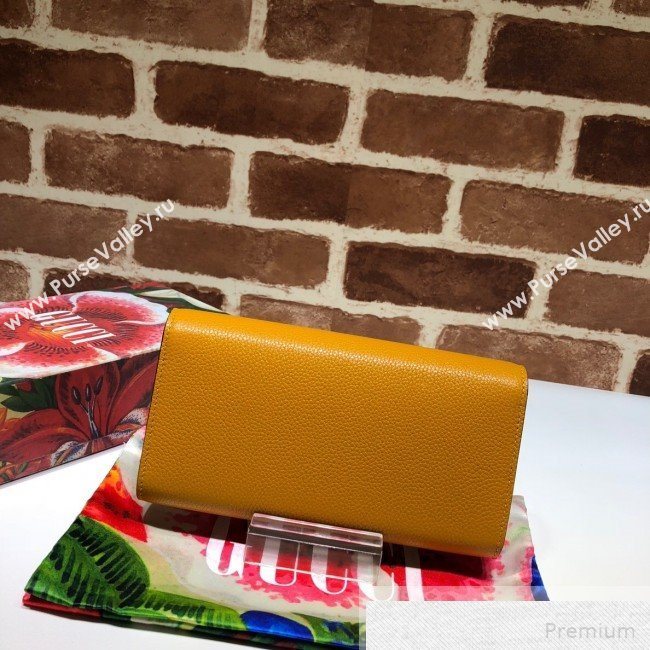 Gucci Zumi Grainy Leather Continental Wallet 573612 Yellow (DLH-9051342)