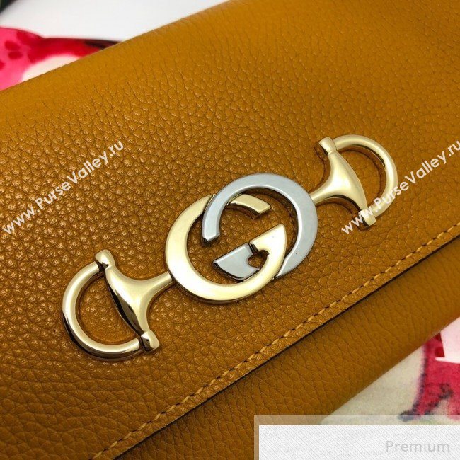 Gucci Zumi Grainy Leather Continental Wallet 573612 Yellow (DLH-9051342)