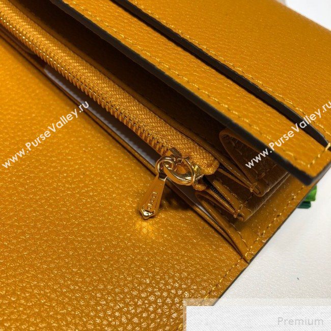 Gucci Zumi Grainy Leather Continental Wallet 573612 Yellow (DLH-9051342)