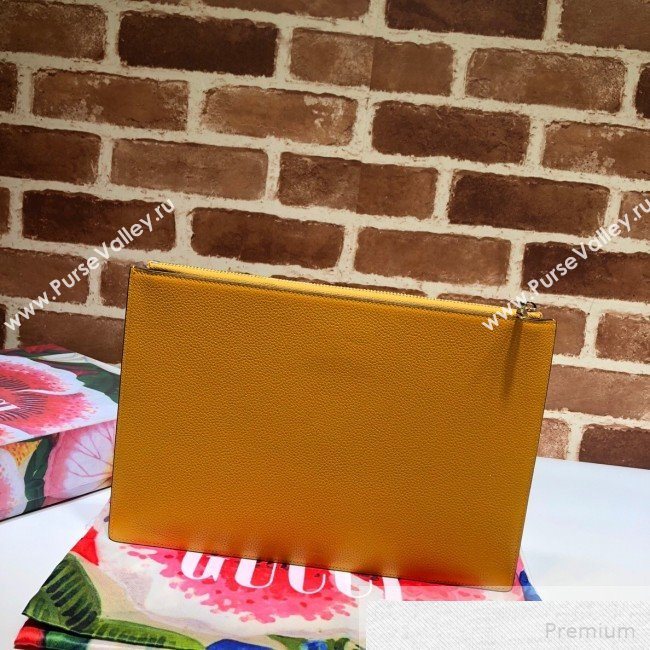 Gucci Zumi Grainy Leather Pouch 570728 Yellow 2019 (DLH-9051343)