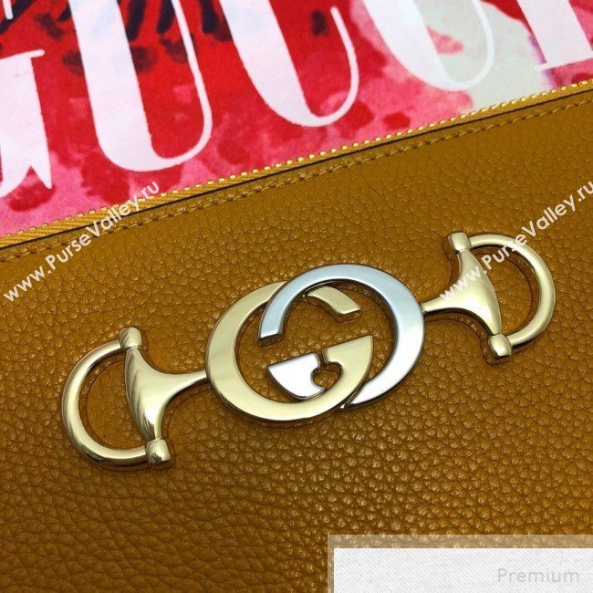 Gucci Zumi Grainy Leather Pouch 570728 Yellow 2019 (DLH-9051343)