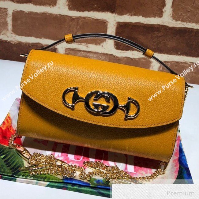 Gucci Zumi Grained Leather Mini Shoulder Bag 564718 Yellow 2019 (DLH-9051344)