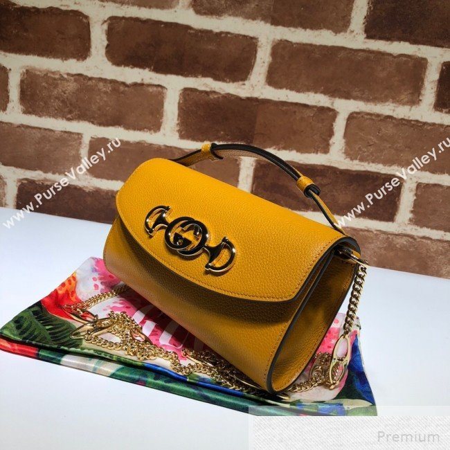 Gucci Zumi Grained Leather Mini Shoulder Bag 564718 Yellow 2019 (DLH-9051344)