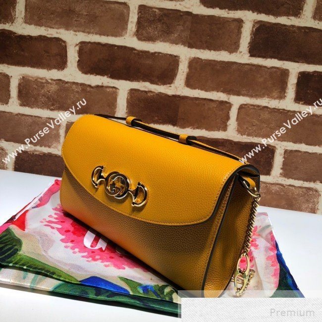 Gucci Zumi Grained Leather Small Shoulder Bag 572375 Yellow 2019 (DLH-9051345)
