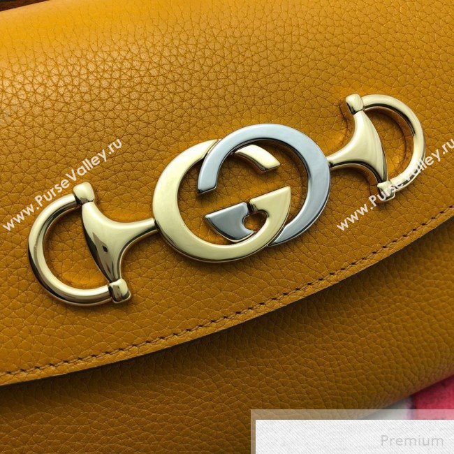Gucci Zumi Grained Leather Small Shoulder Bag 572375 Yellow 2019 (DLH-9051345)