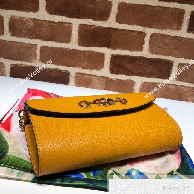 Gucci Zumi Grained Leather Small Shoulder Bag 572375 Yellow 2019 (DLH-9051345)