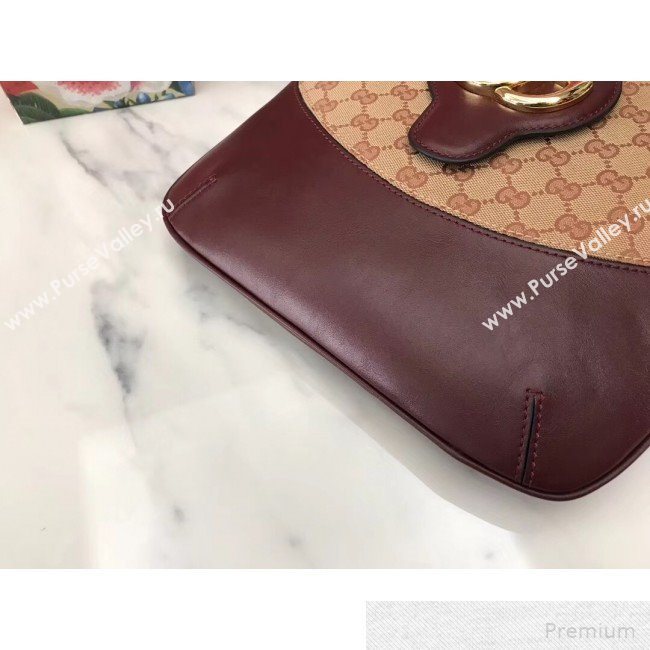 Gucci Arli GG Medium Shoulder Bag 568857 Beige/Burgundy 2019 (JM-9051352)