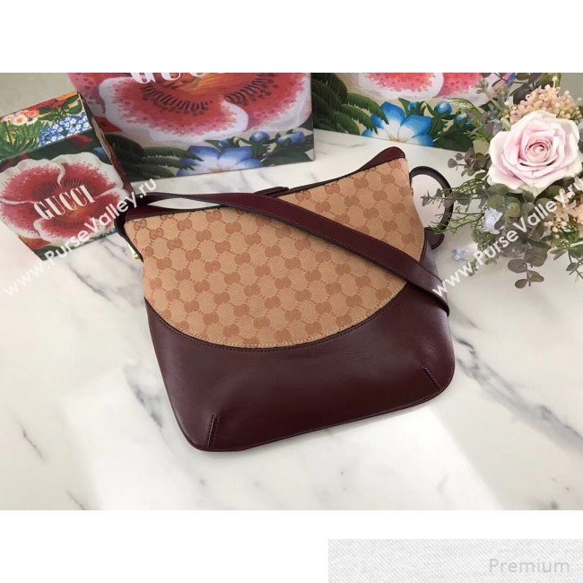 Gucci Arli GG Medium Shoulder Bag 568857 Beige/Burgundy 2019 (JM-9051352)