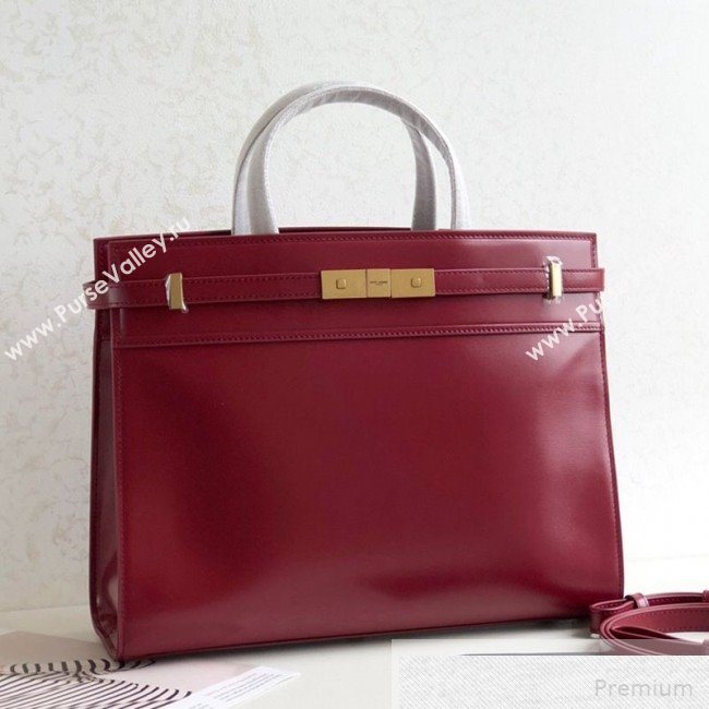 Saint Laurent Manhattan Medium Top Handle Bag in Smooth Leather 553745 Red 2019 (KTS-9051408)