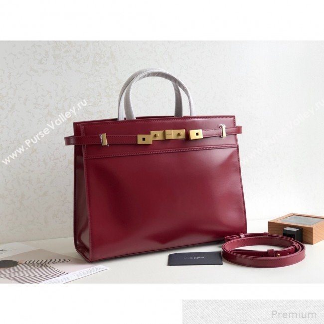 Saint Laurent Manhattan Medium Top Handle Bag in Smooth Leather 553745 Red 2019 (KTS-9051408)