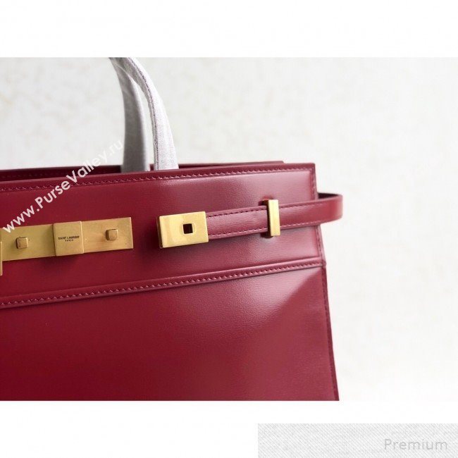 Saint Laurent Manhattan Medium Top Handle Bag in Smooth Leather 553745 Red 2019 (KTS-9051408)