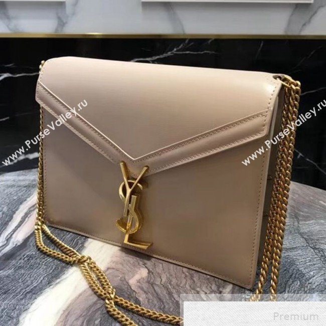 Saint Laurent Cassandra Monogram Clasp Shoulder Bag in Smooth Leather 532750 Apricot 2019 (YIDA-9051410)