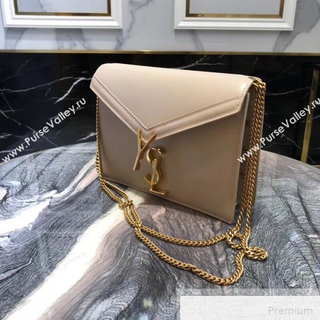 Saint Laurent Cassandra Monogram Clasp Shoulder Bag in Smooth Leather 532750 Apricot 2019 (YIDA-9051410)