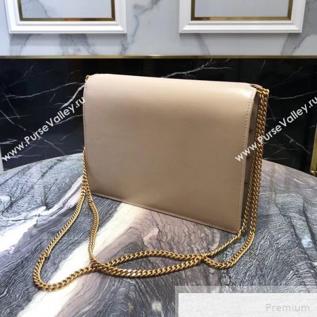 Saint Laurent Cassandra Monogram Clasp Shoulder Bag in Smooth Leather 532750 Apricot 2019 (YIDA-9051410)