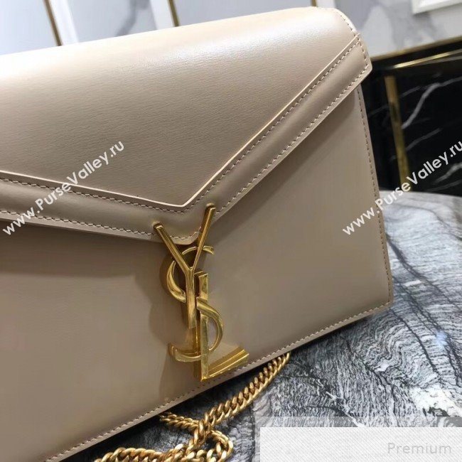 Saint Laurent Cassandra Monogram Clasp Shoulder Bag in Smooth Leather 532750 Apricot 2019 (YIDA-9051410)