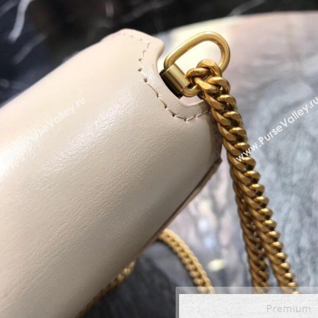 Saint Laurent Cassandra Monogram Clasp Shoulder Bag in Smooth Leather 532750 Apricot 2019 (YIDA-9051410)