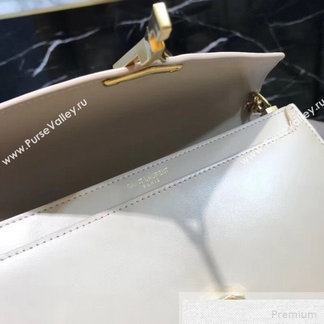 Saint Laurent Cassandra Monogram Clasp Shoulder Bag in Smooth Leather 532750 Apricot 2019 (YIDA-9051410)