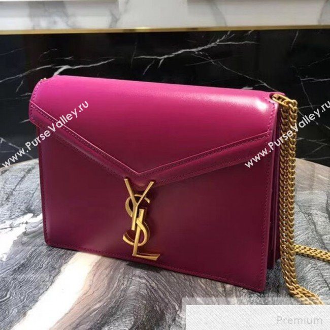 Saint Laurent Cassandra Monogram Clasp Shoulder Bag in Smooth Leather 532750 Fushcia 2019 (YIDA-9051409)