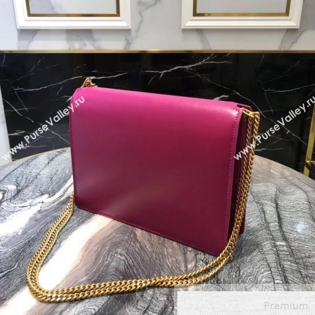 Saint Laurent Cassandra Monogram Clasp Shoulder Bag in Smooth Leather 532750 Fushcia 2019 (YIDA-9051409)