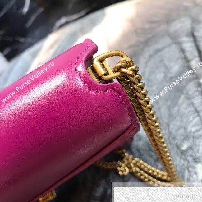 Saint Laurent Cassandra Monogram Clasp Shoulder Bag in Smooth Leather 532750 Fushcia 2019 (YIDA-9051409)