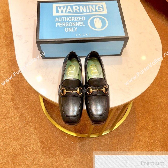 Gucci Leather Platform Loafer with Horsebit 565365 Black 2019 (1054-9051565)
