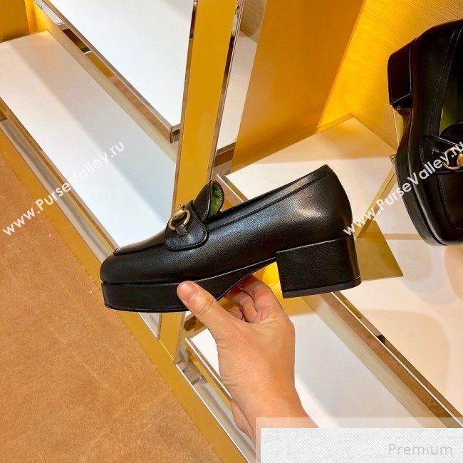 Gucci Leather Platform Loafer with Horsebit 565365 Black 2019 (1054-9051565)