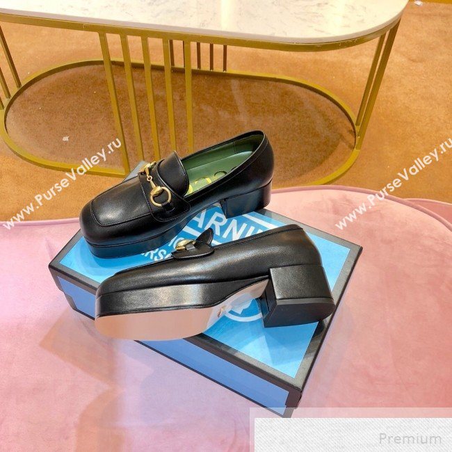 Gucci Leather Platform Loafer with Horsebit 565365 Black 2019 (1054-9051565)