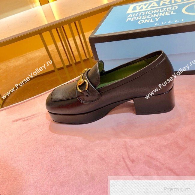 Gucci Leather Platform Loafer with Horsebit 565365 Black 2019 (1054-9051565)
