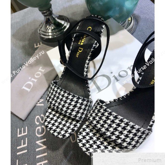 Dior D-Sculpture Mid-Heel Houndstooth Sandals Black/White 2019 (JINC-9051579)