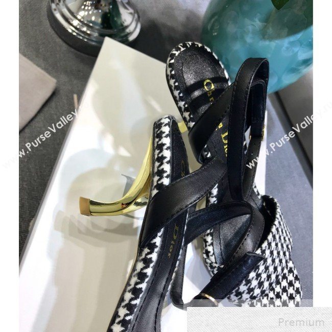 Dior D-Sculpture Mid-Heel Houndstooth Sandals Black/White 2019 (JINC-9051579)